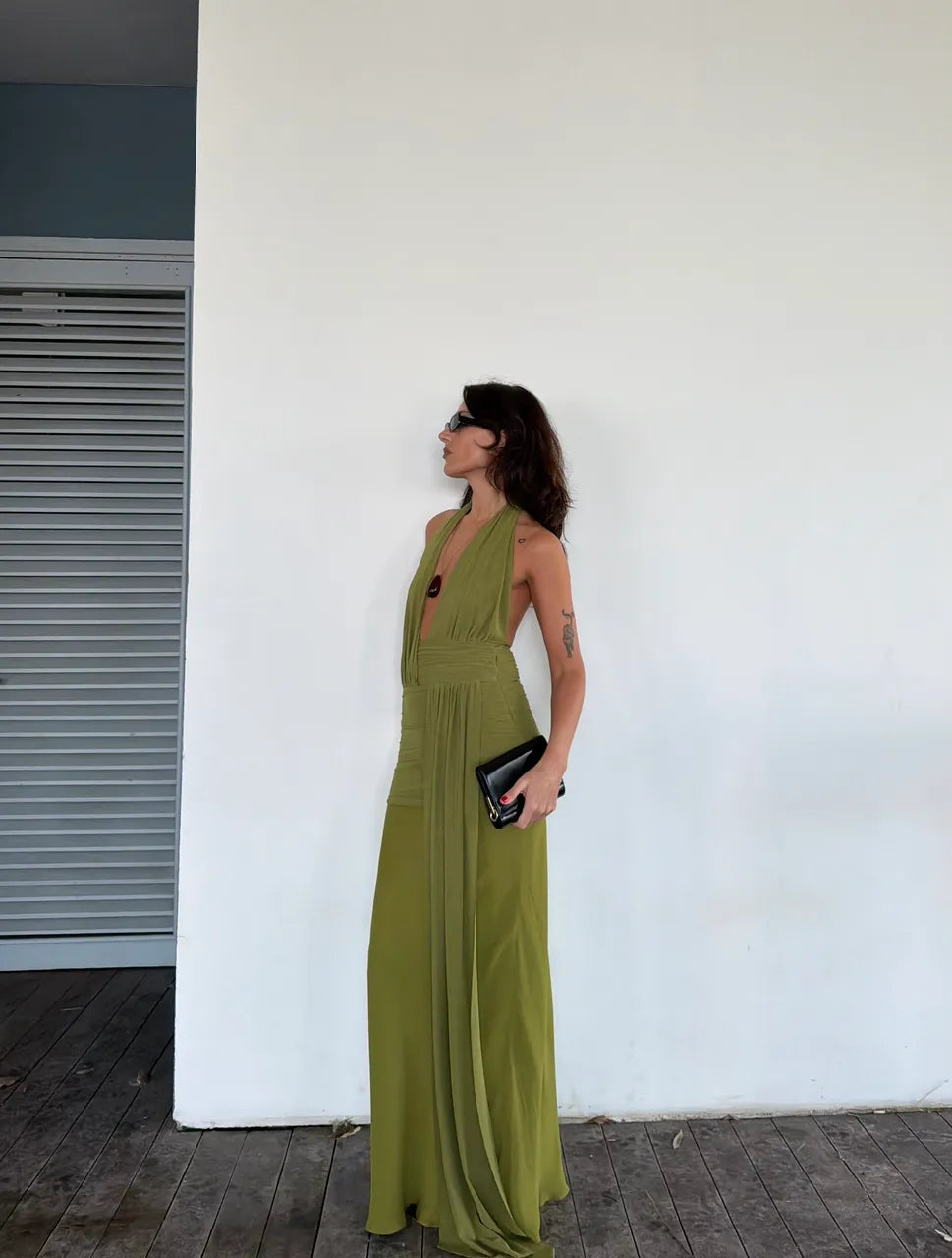 Bec & Bridge Cassis Drape Maxi Dress- Fern