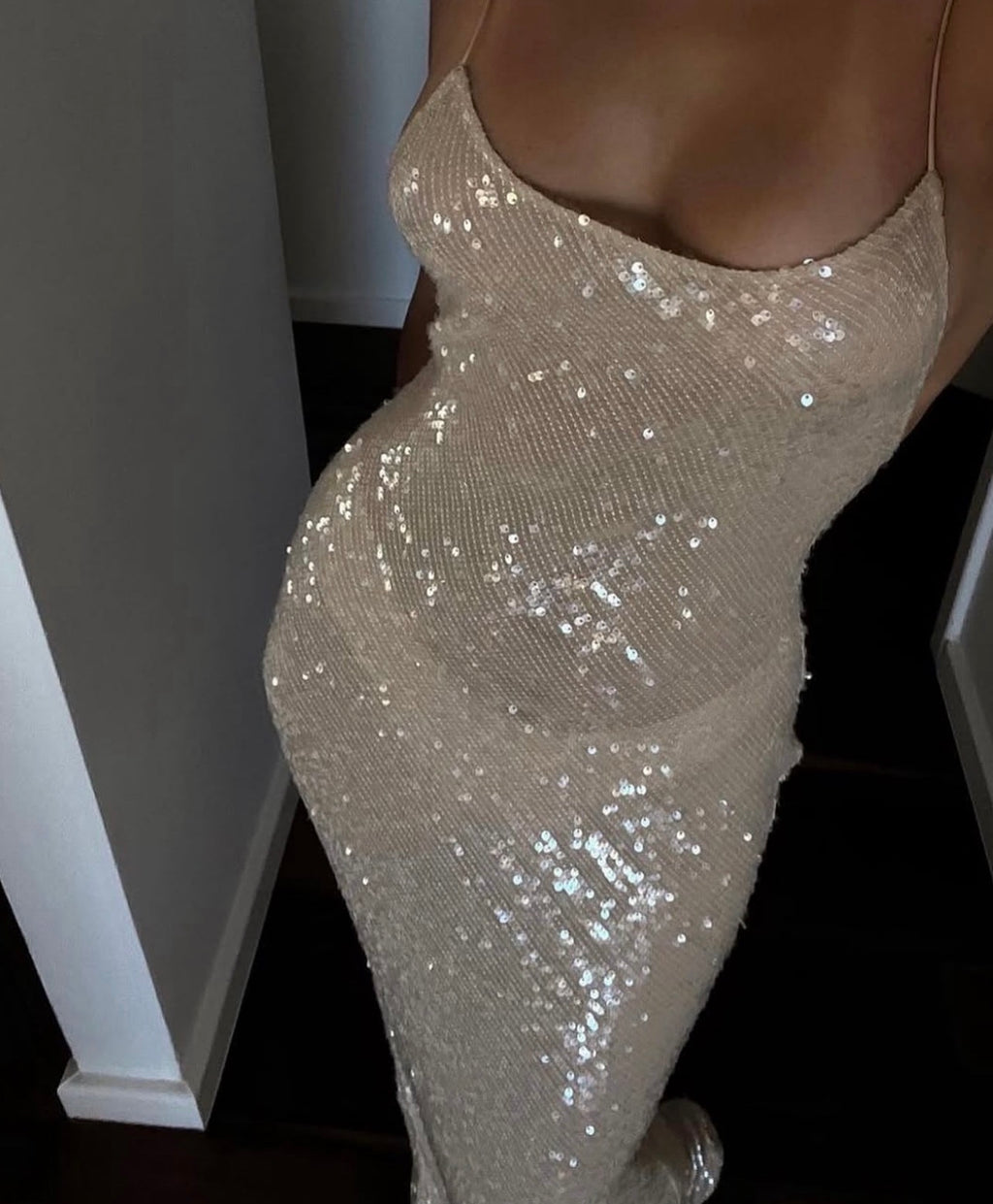 Rat & Boa Olympia Sequin Maxi Dress - Champagne