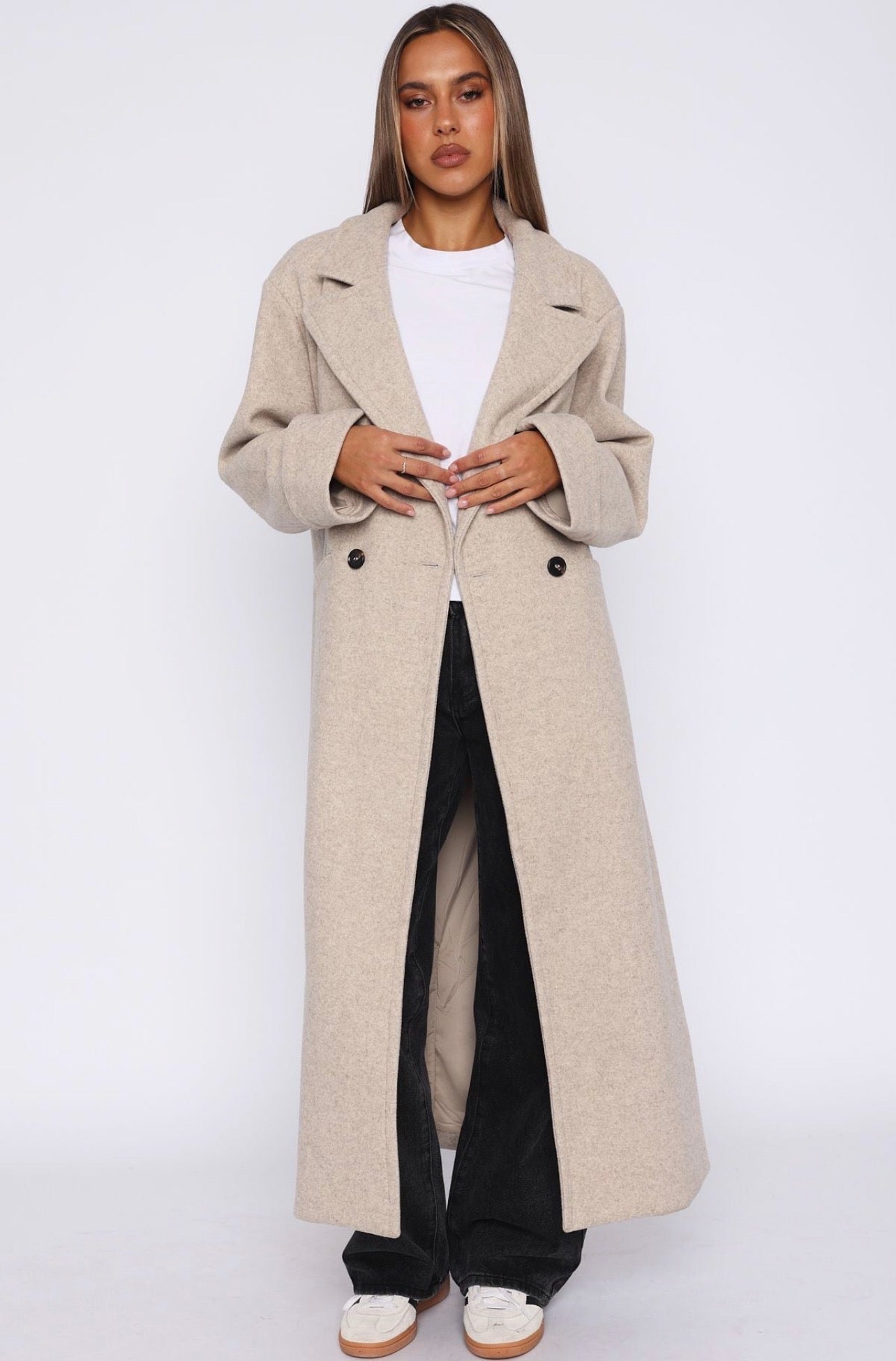 White Fox Winter Holiday Oversized Coat- Oak