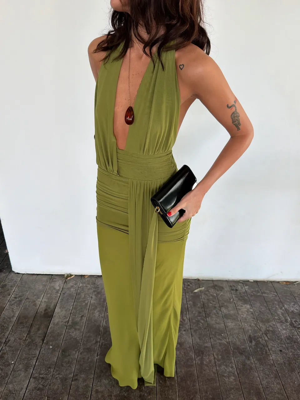 Bec & Bridge Cassis Drape Maxi Dress- Fern