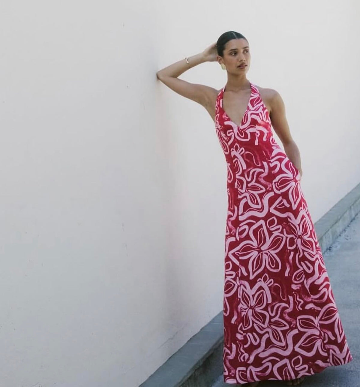 Kookai Soley Halter Maxi Dress- Red