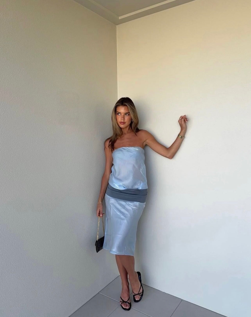 Mode Mischief Metal Panel Midi Dress- Jellyfish