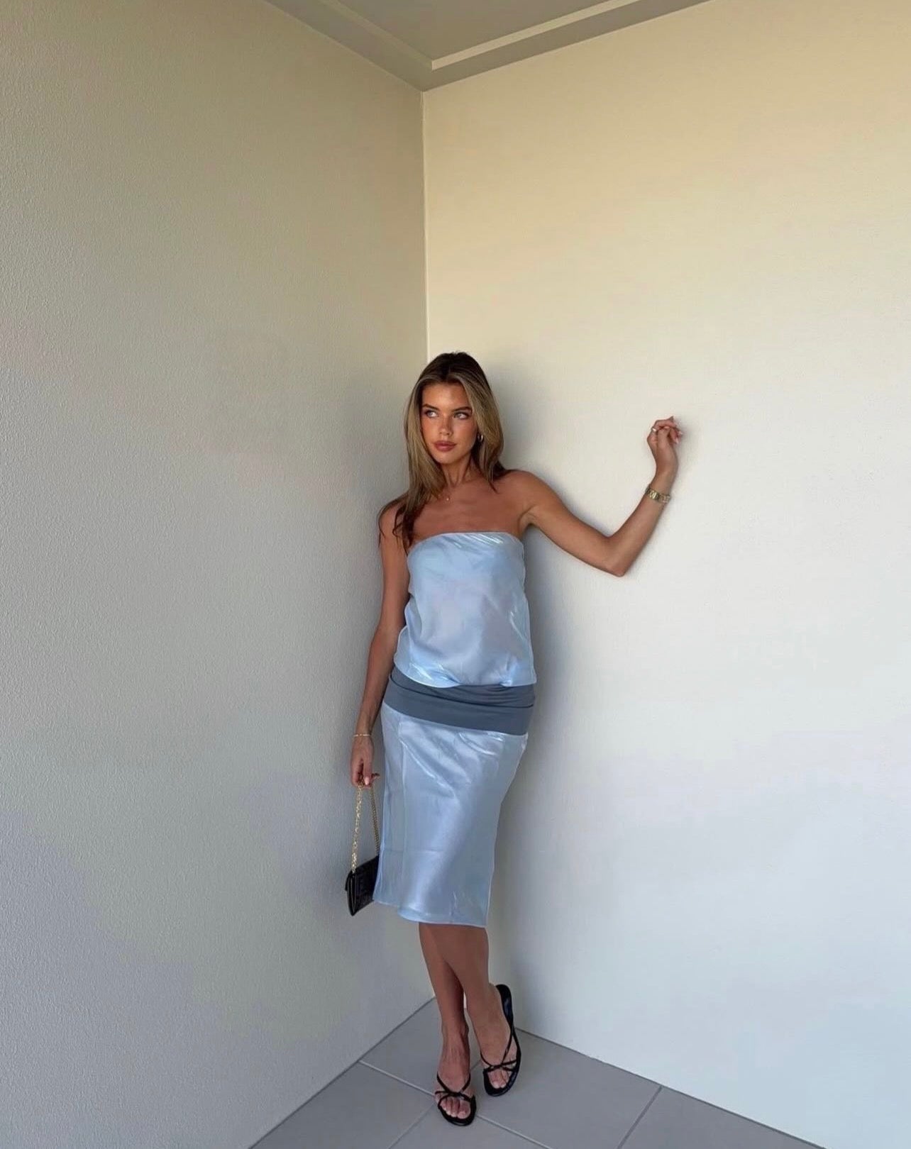 Mode Mischief Metal Panel Midi Dress- Jellyfish