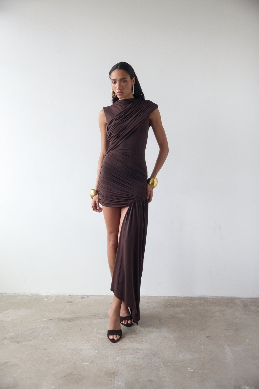 De La Vali Ravenna Mini Dress- Chocolate