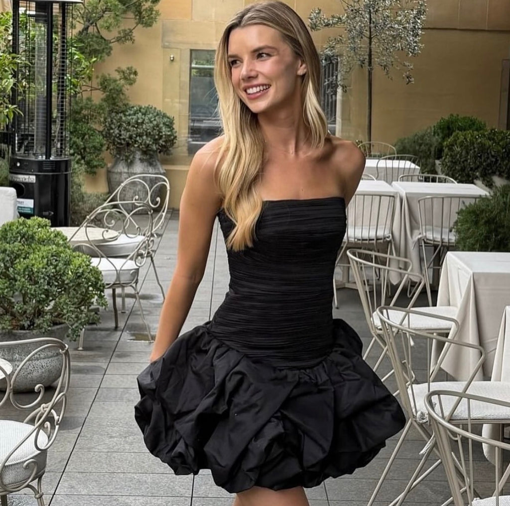 AJE Violette Bubble Hem Mini Dress - Black