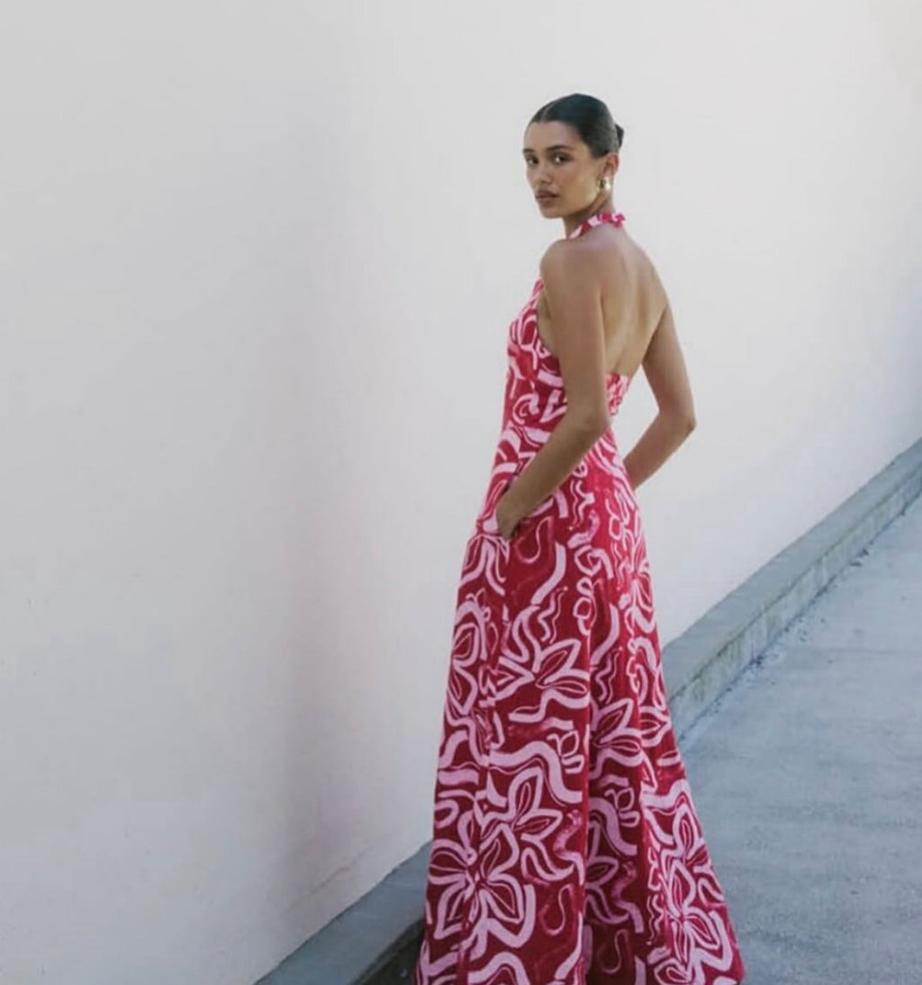 Kookai Soley Halter Maxi Dress- Red
