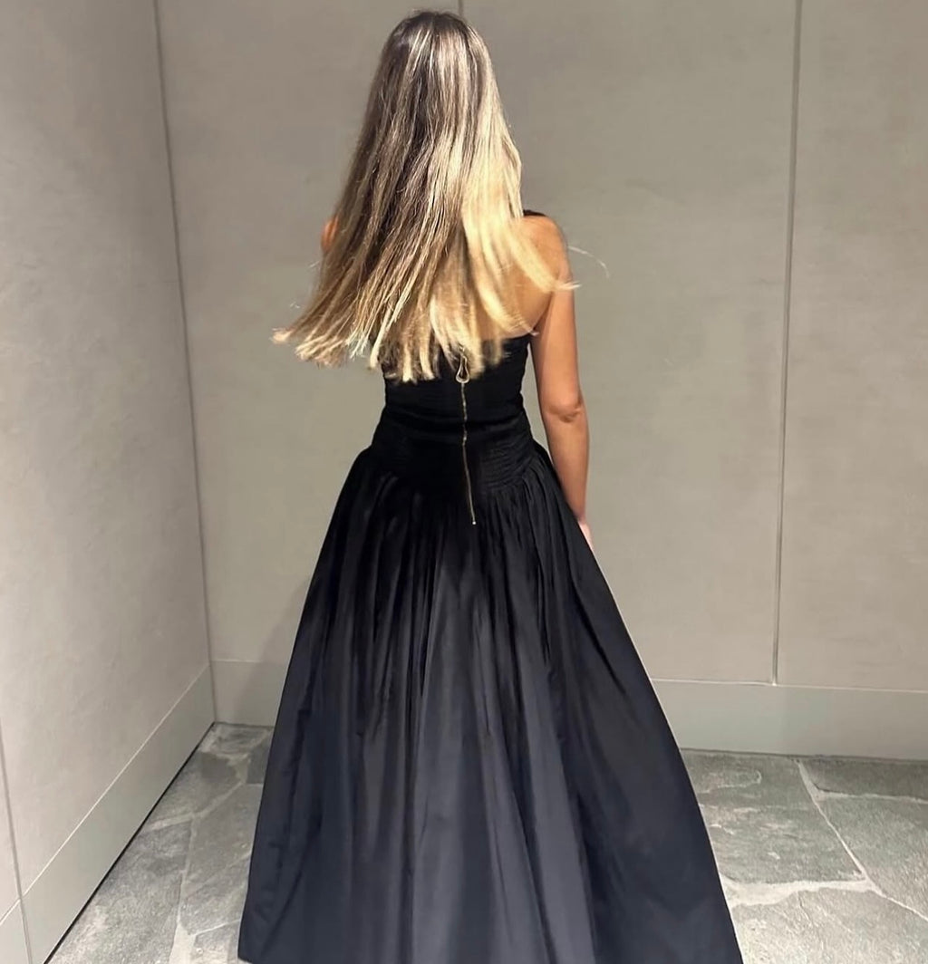 AJE Violette Bubble Hem Maxi Dress - Black