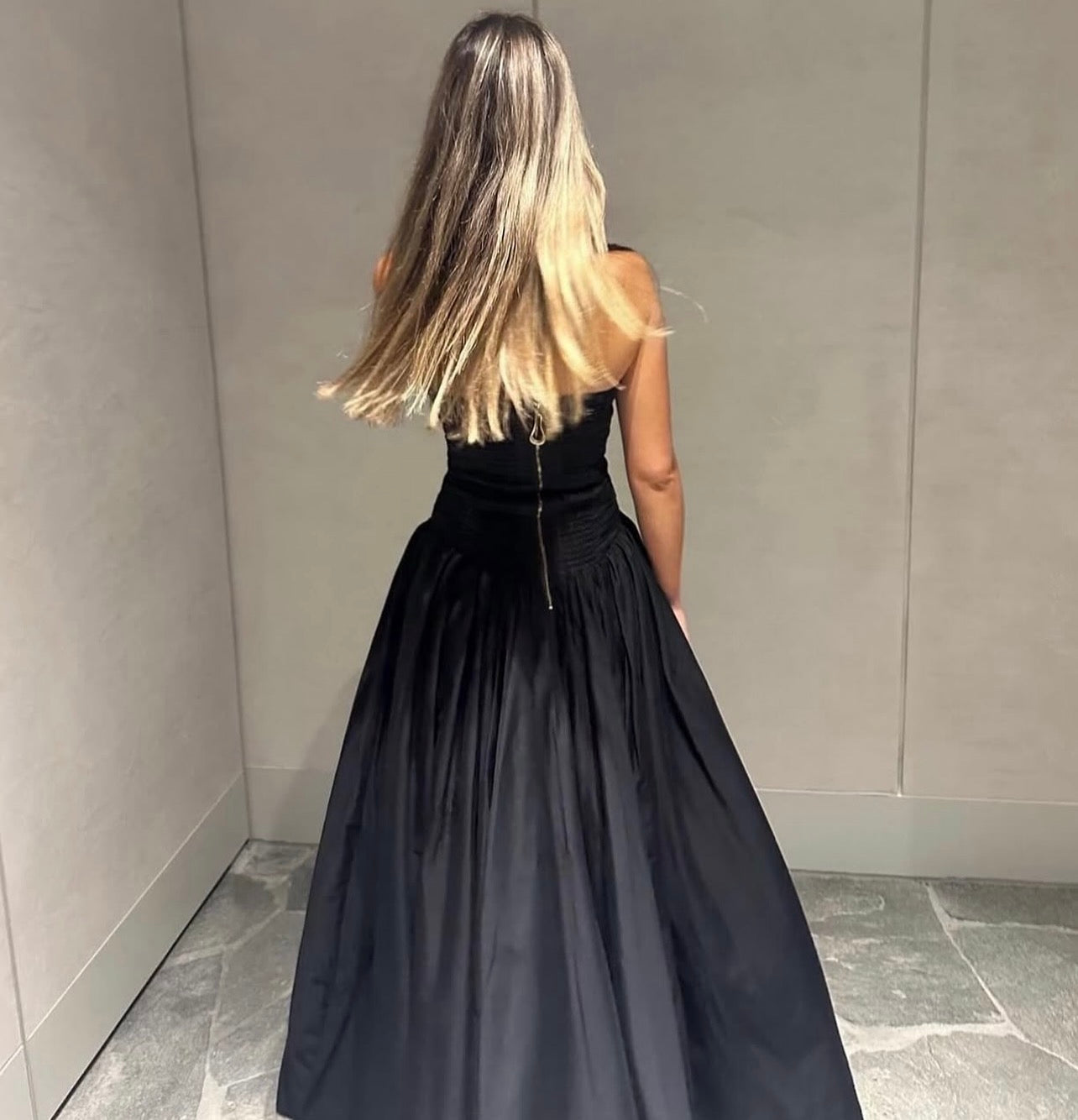 AJE Violette Bubble Hem Maxi Dress - Black