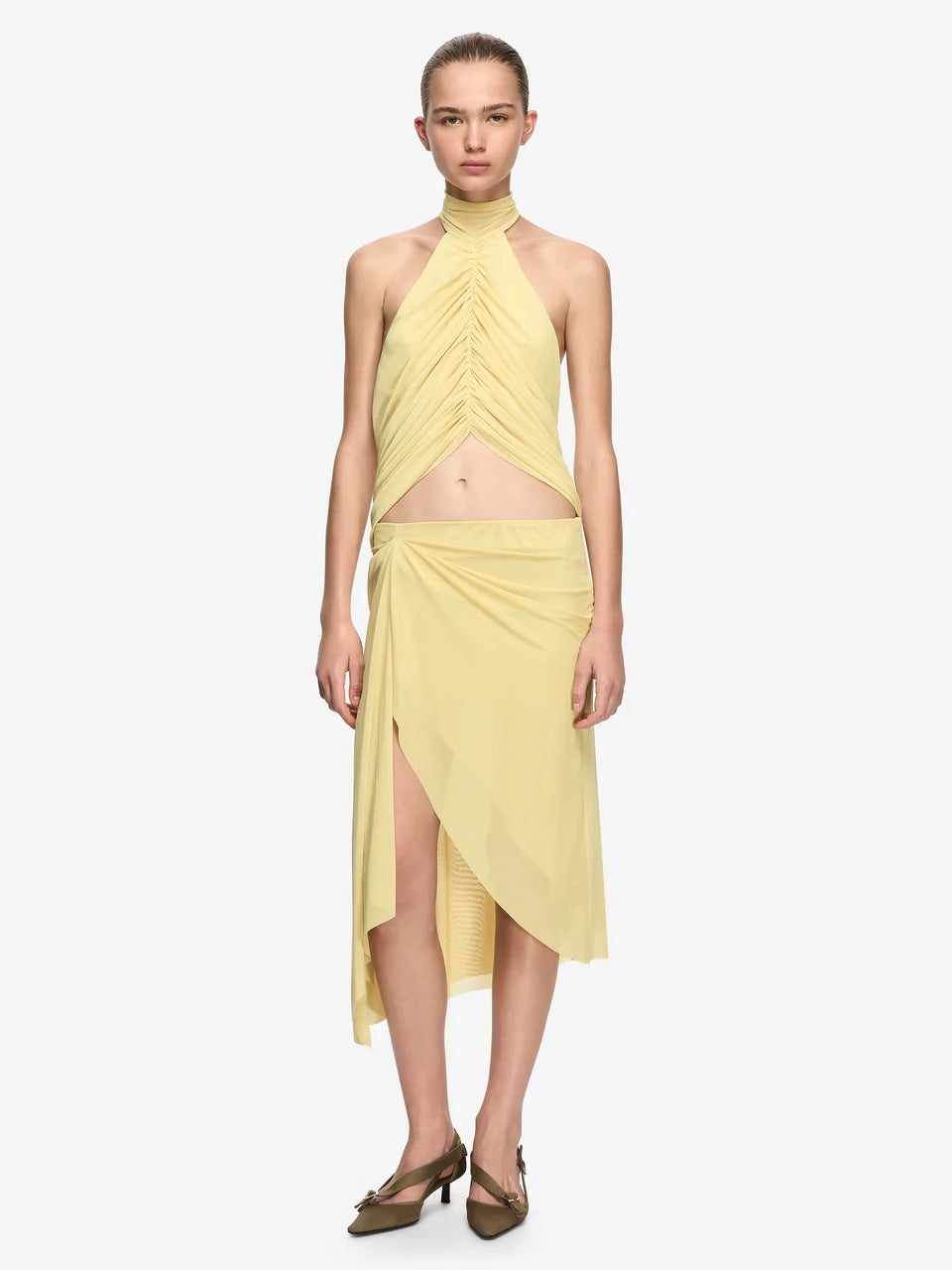 Bec & Bridge Oria Halter Top & Oria Midi Skirt- Citron