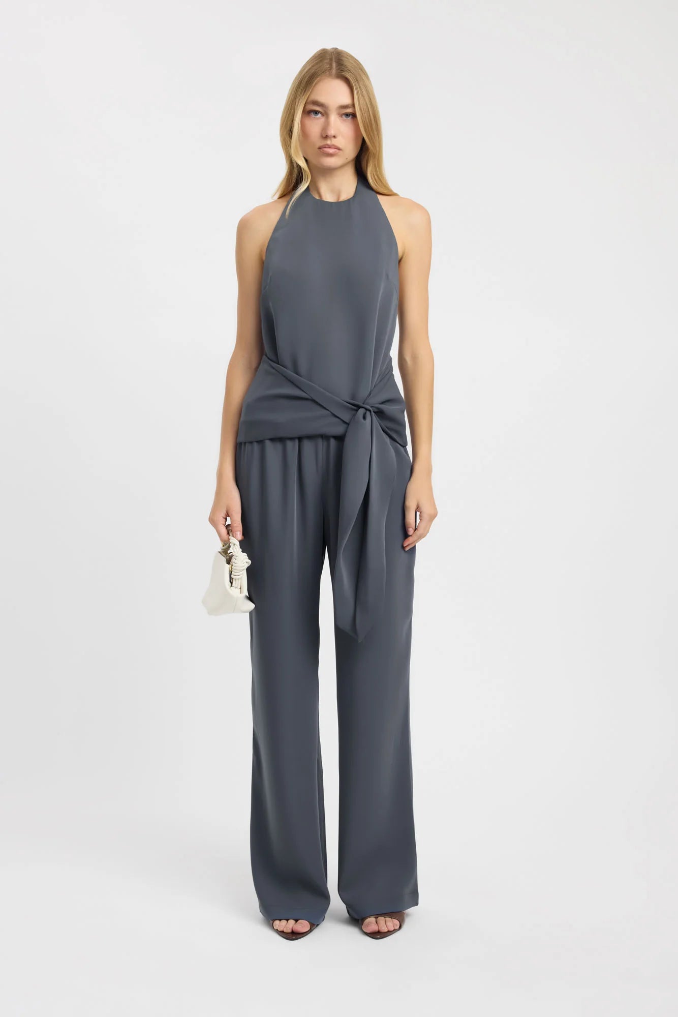 Kookai Maria Halter Wrap Top & Maria Elastic Pants- Gunmetal