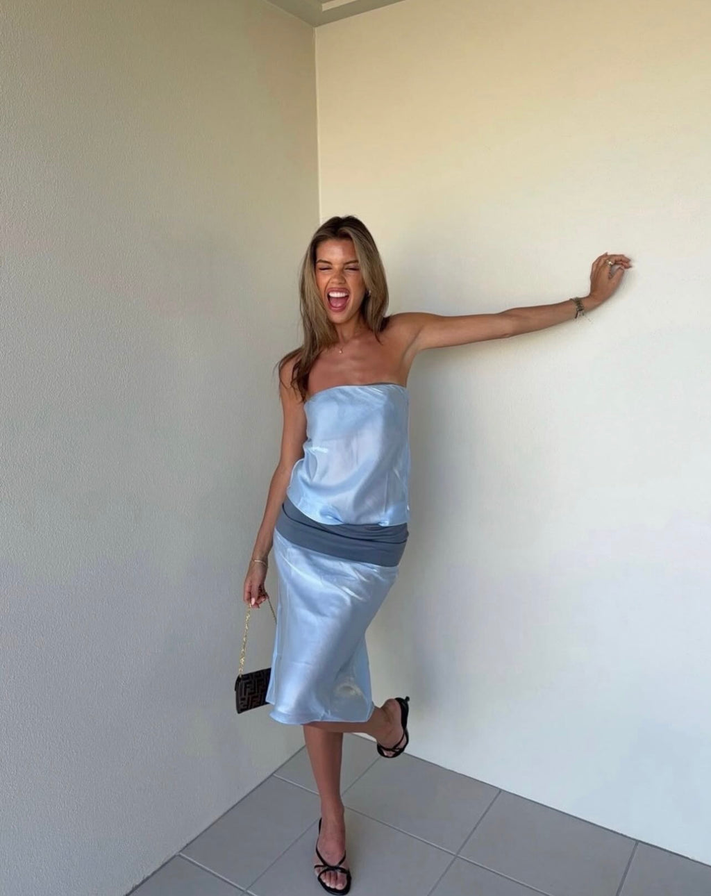 Mode Mischief Metal Panel Midi Dress- Jellyfish