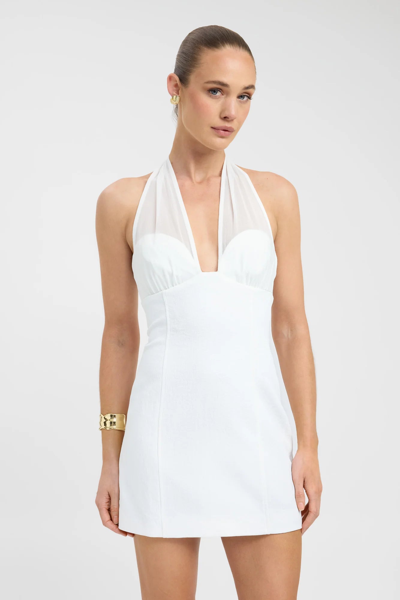 Kookai Oyster Mesh Mini Dress- White