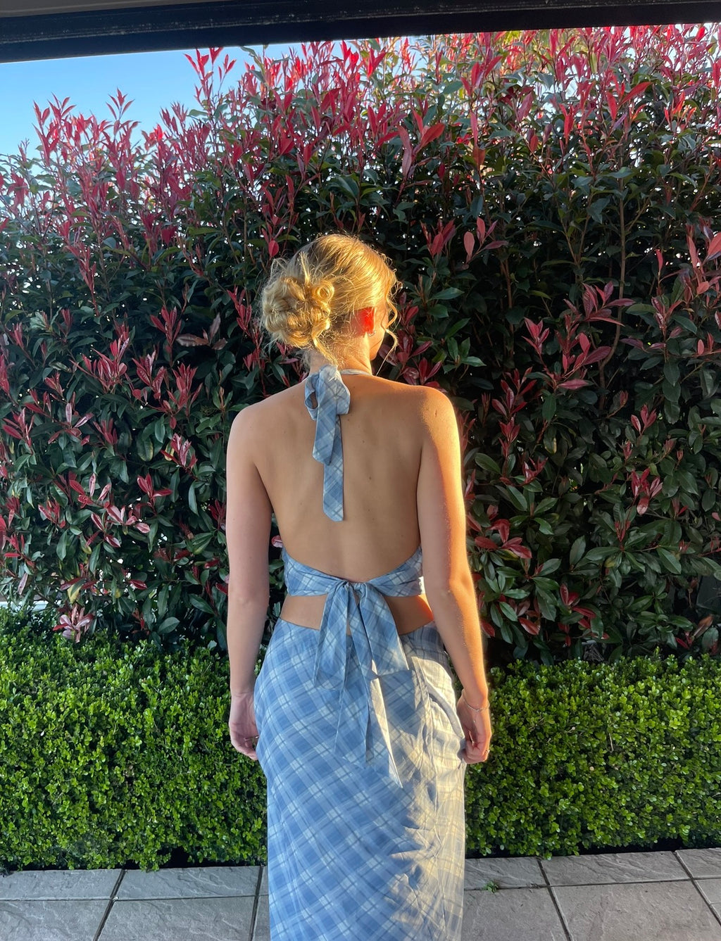 Desero Jacare Capri Set- Gingham Blue