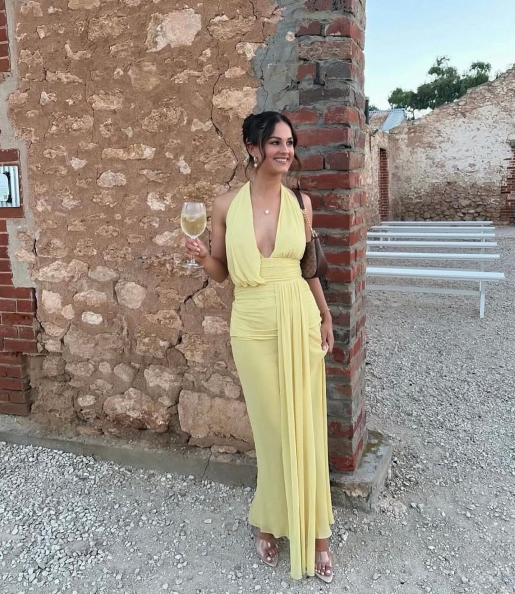 Bec & Bridge Cassis Drape Maxi Dress- Yellow