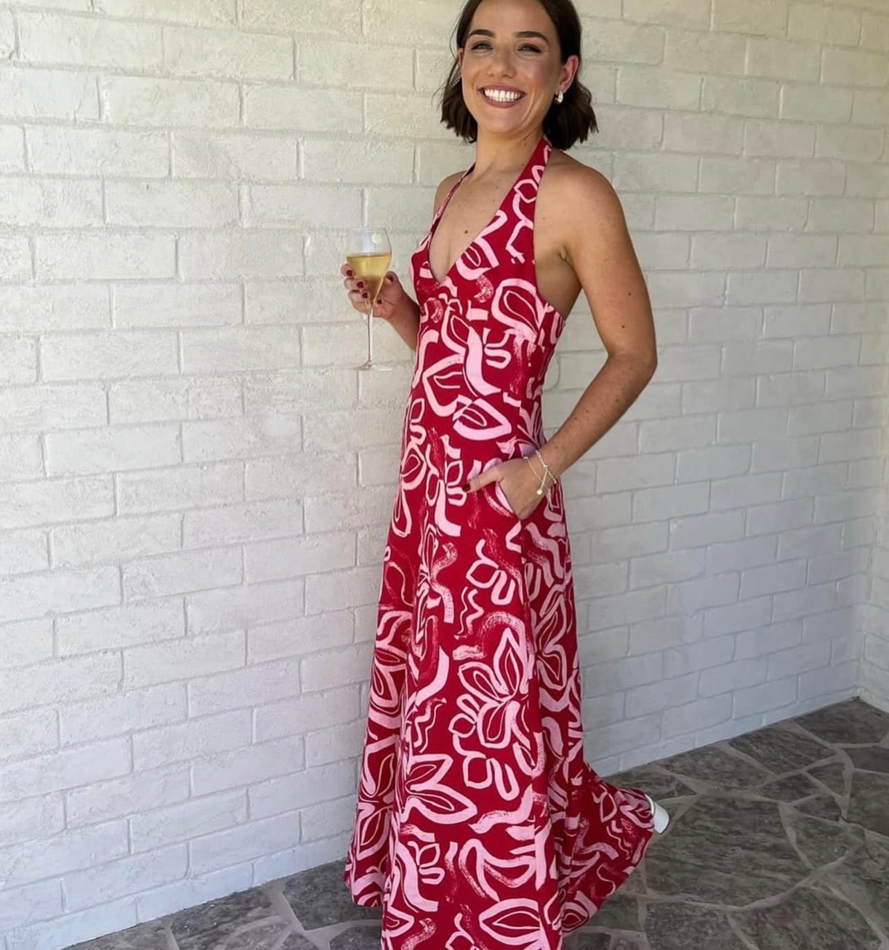 Kookai Soley Halter Maxi Dress- Red