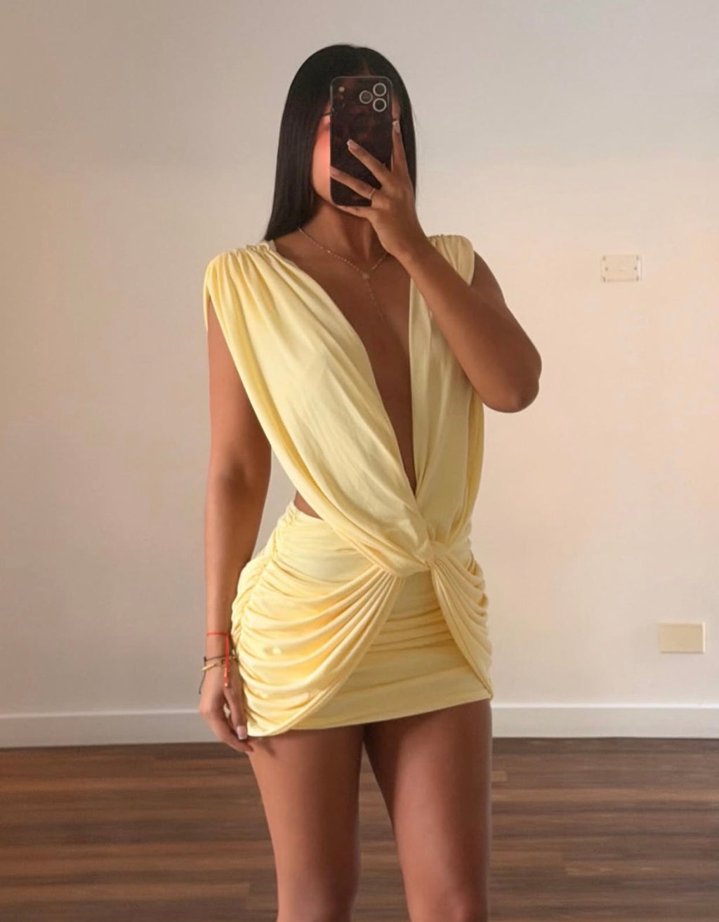 Vivienne Collection Lilou Mini Dress- Yellow