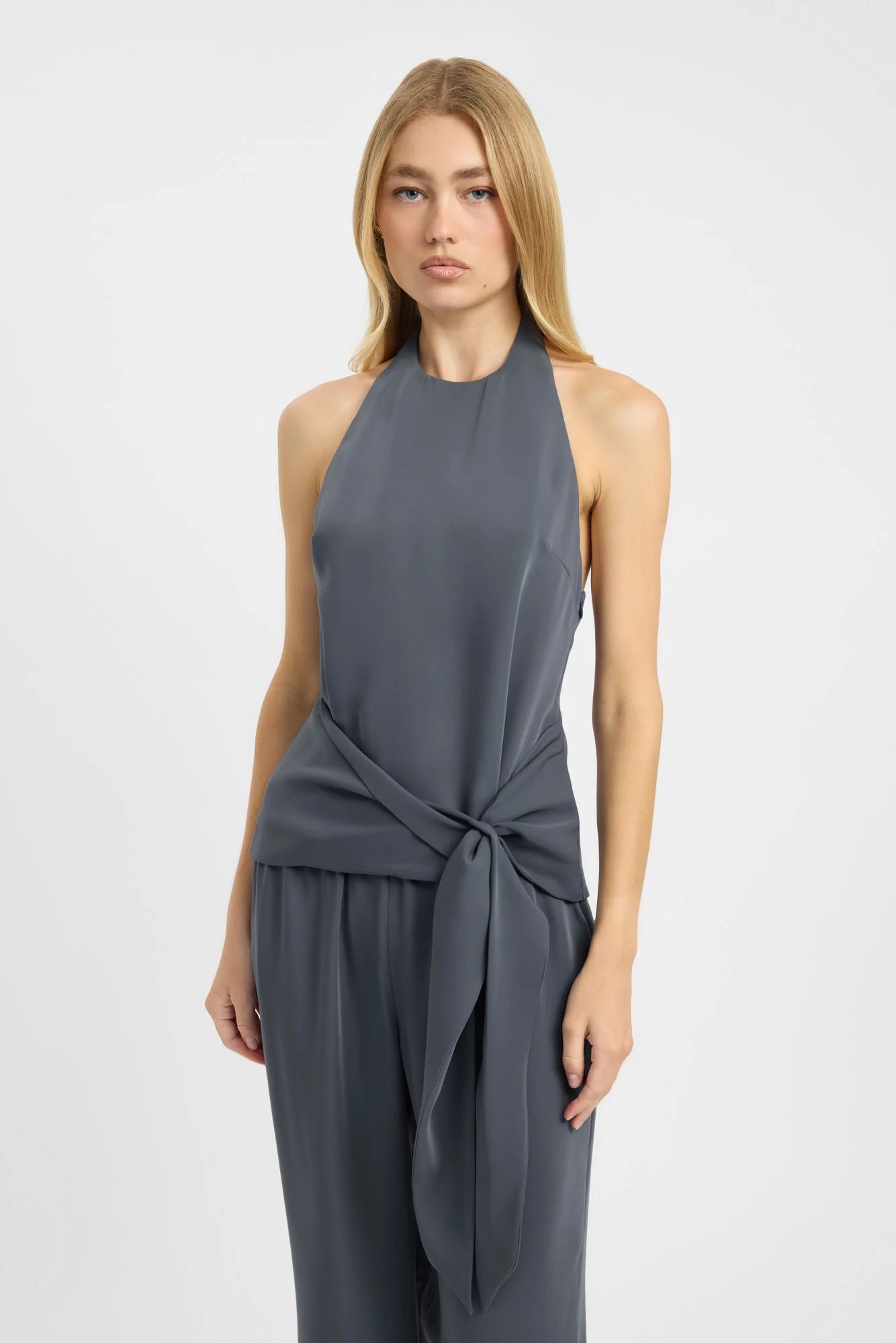 Kookai Maria Halter Wrap Top & Maria Elastic Pants- Gunmetal