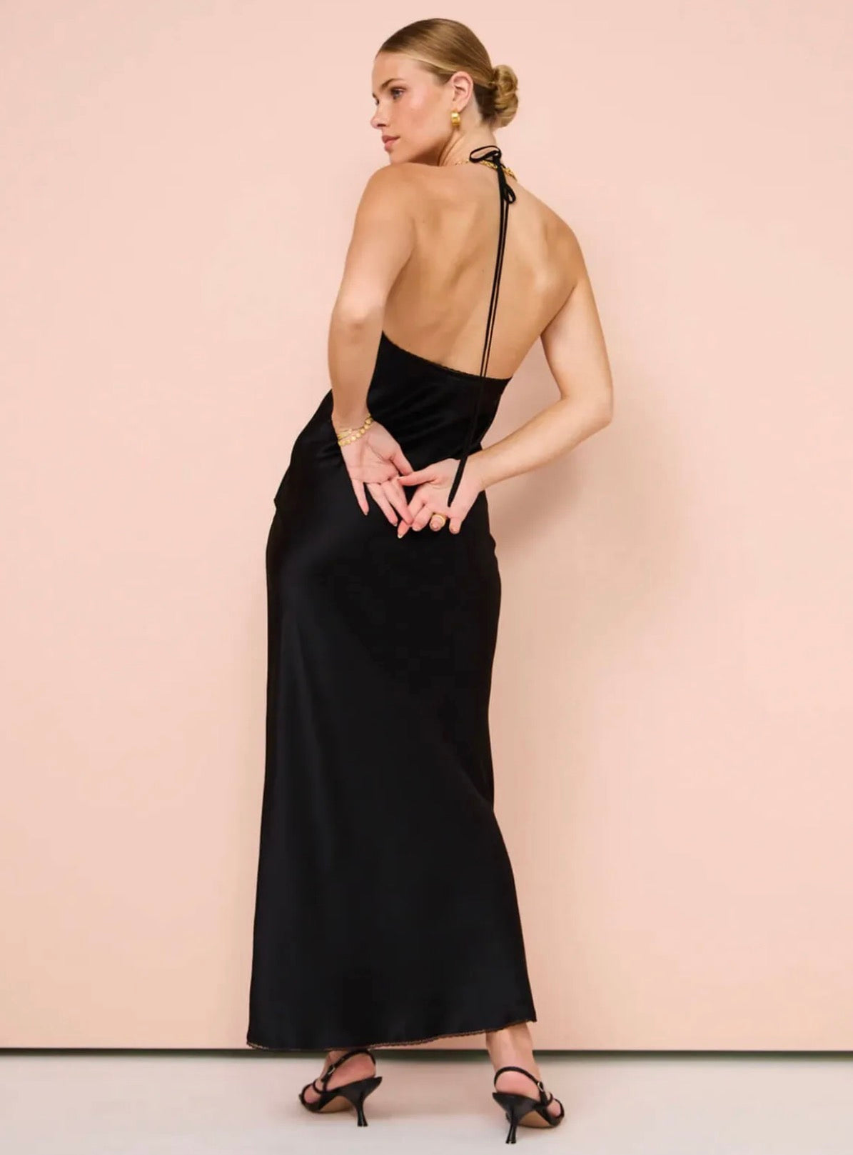 SIR The Label Aries Halter Maxi Dress- Black