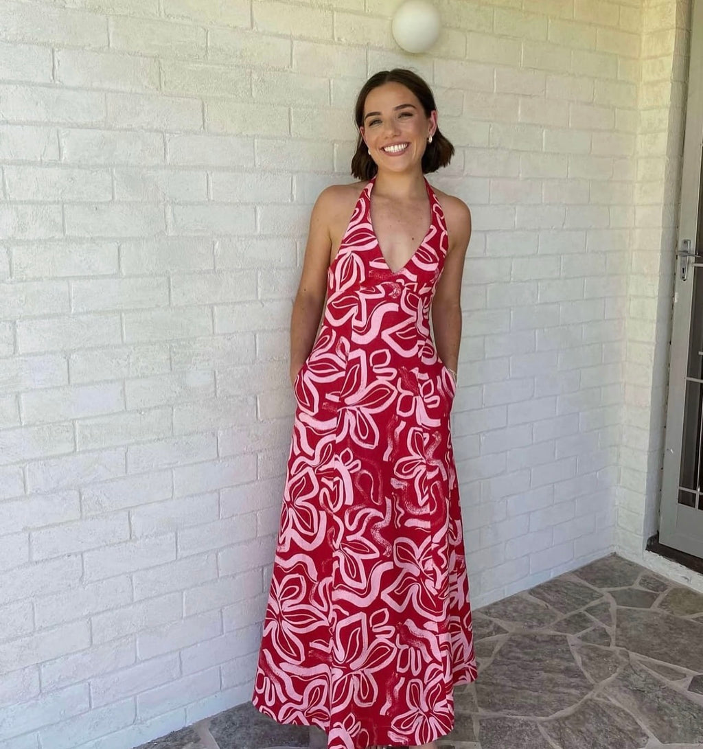 Kookai Soley Halter Maxi Dress- Red