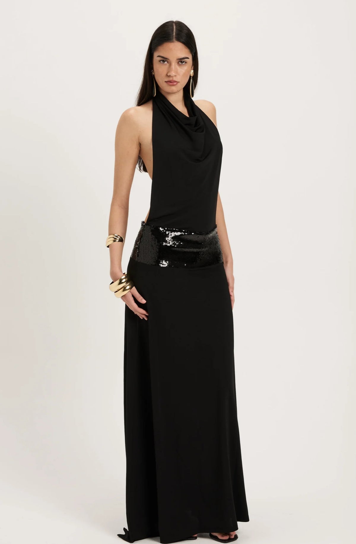 Jaded London Dahlia Hand-Beaded Backless Chiffon Maxi Dress - Rosa   Coastal Dress Hire