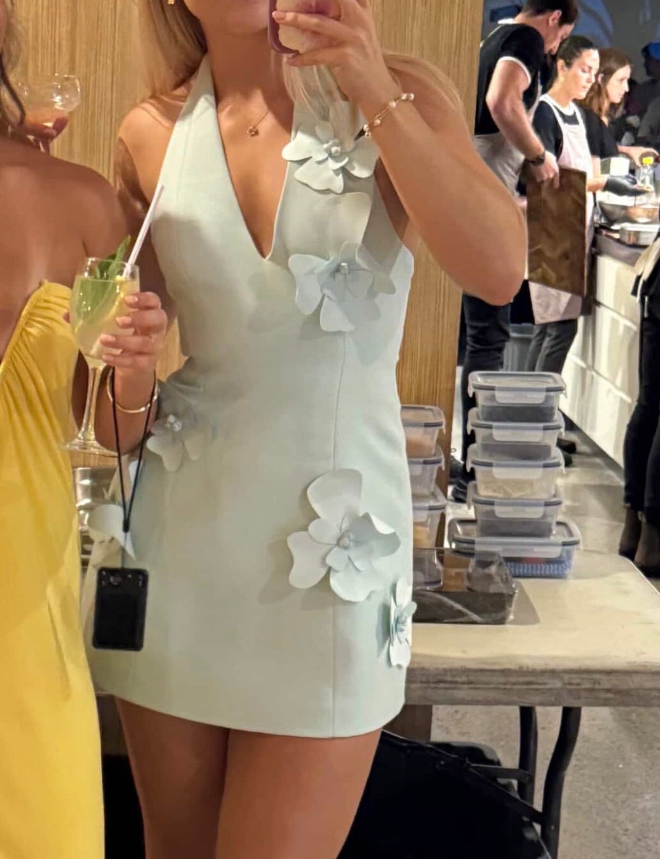 Shieke Petal Mini Dress- Aqua