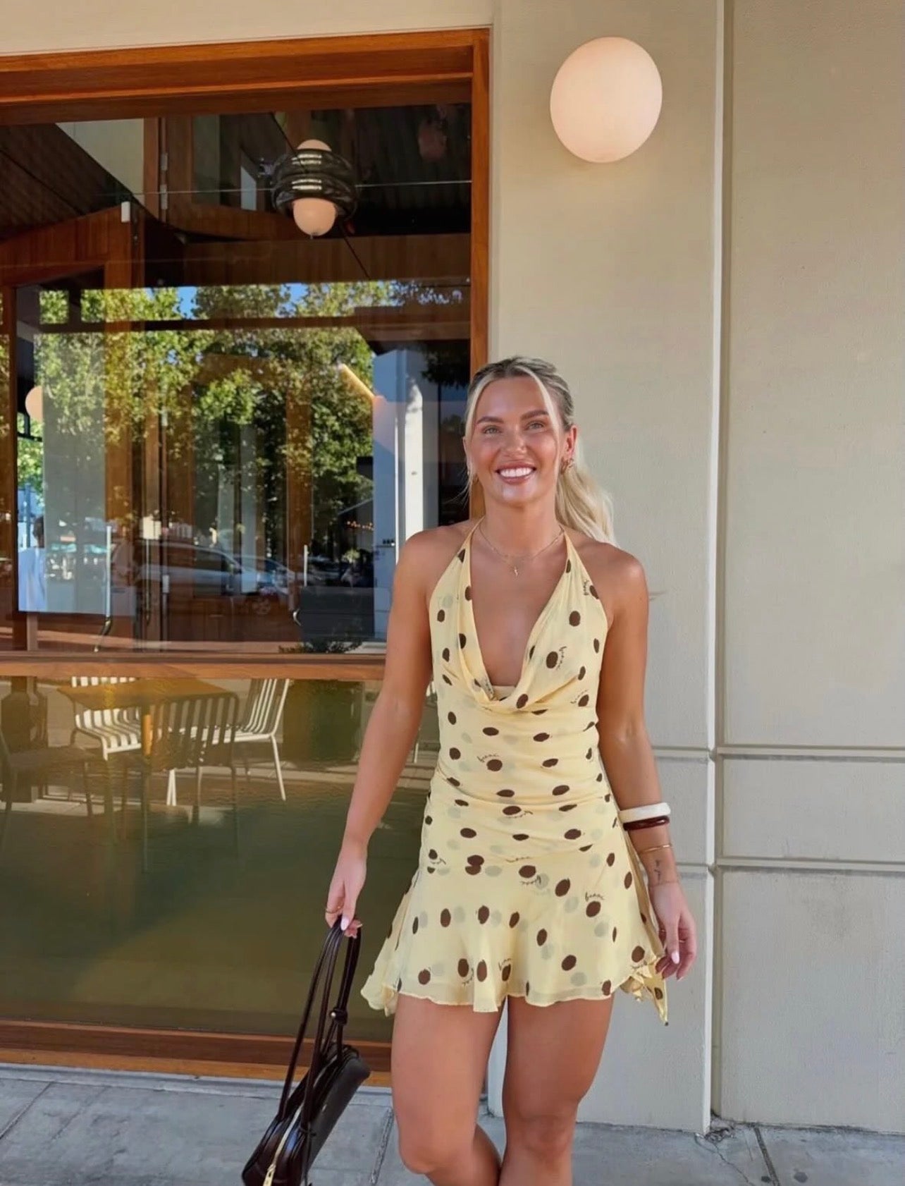Benni Harlow Halter Mini Dress- Butter Spot