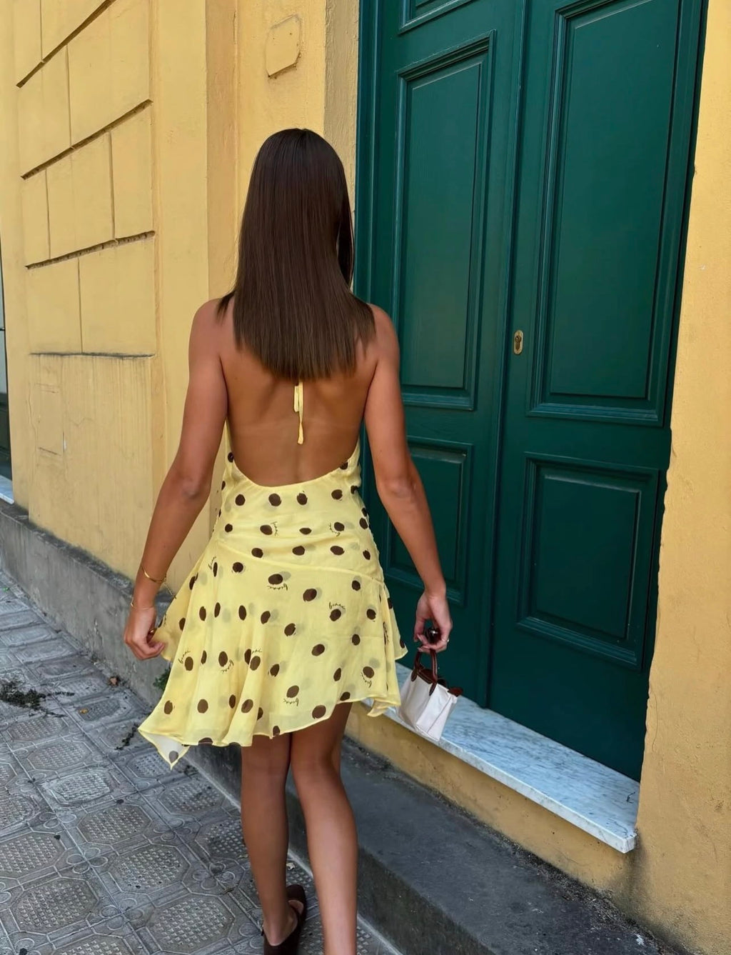 Benni Harlow Halter Mini Dress- Butter Spot