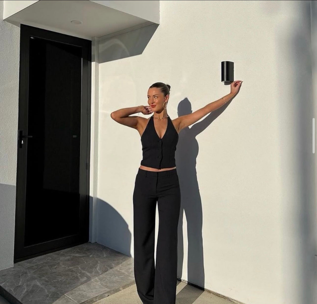 Kookai Oyster Vest & Ariel Low Rise Pants- Black
