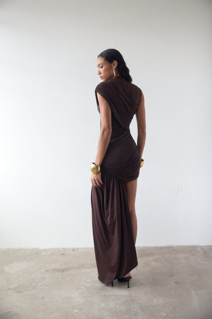 De La Vali Ravenna Mini Dress- Chocolate