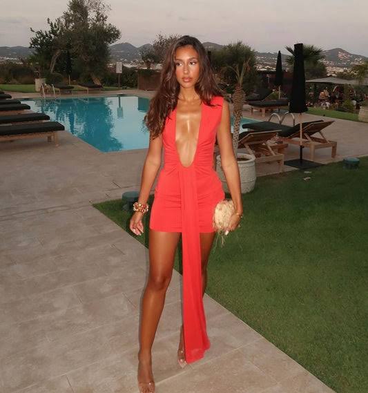 Misha Jennifer Cupro Mini Dress- Red