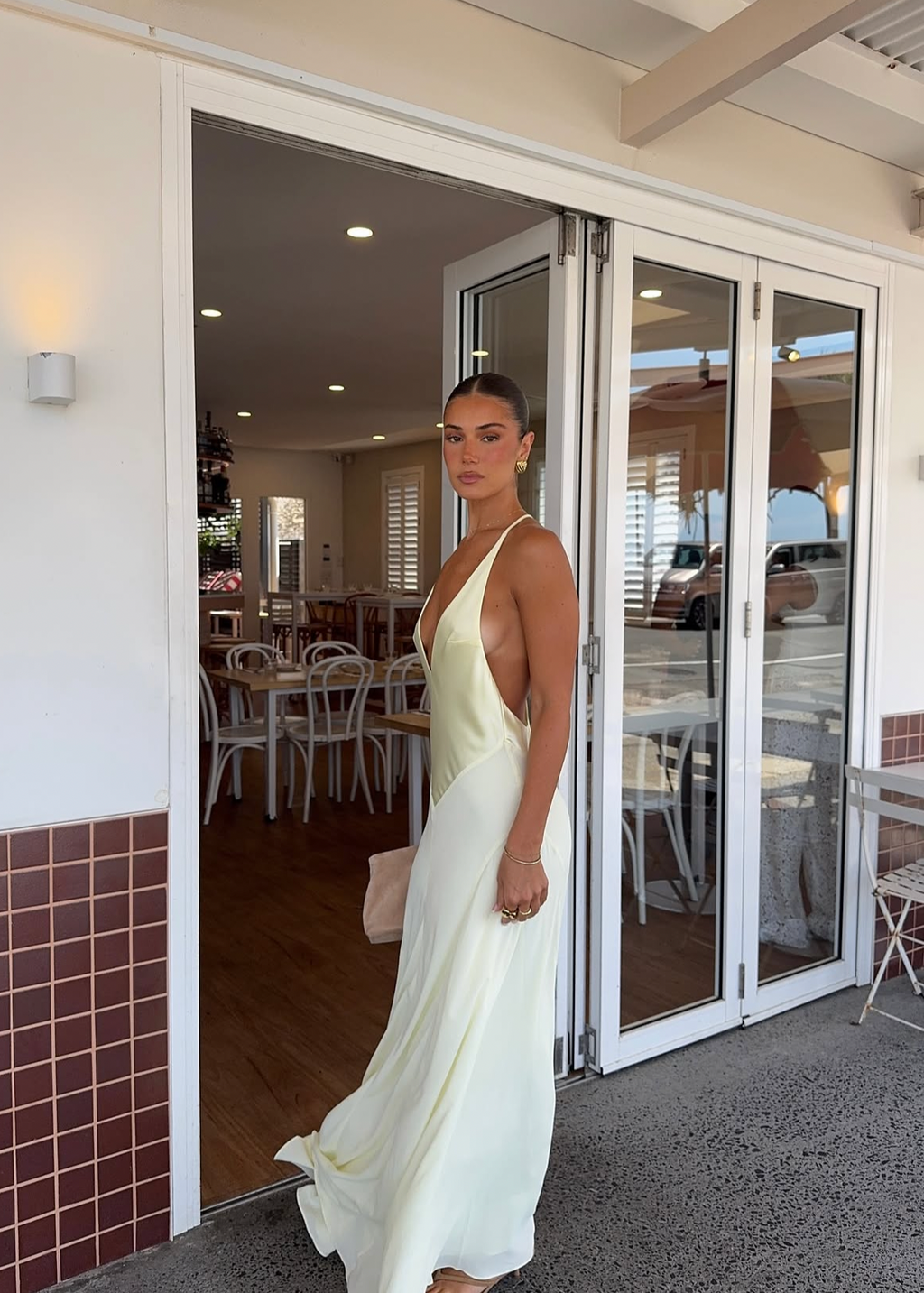 Sneaky Link Jaz Hand V Neck Maxi Dress- Yellow