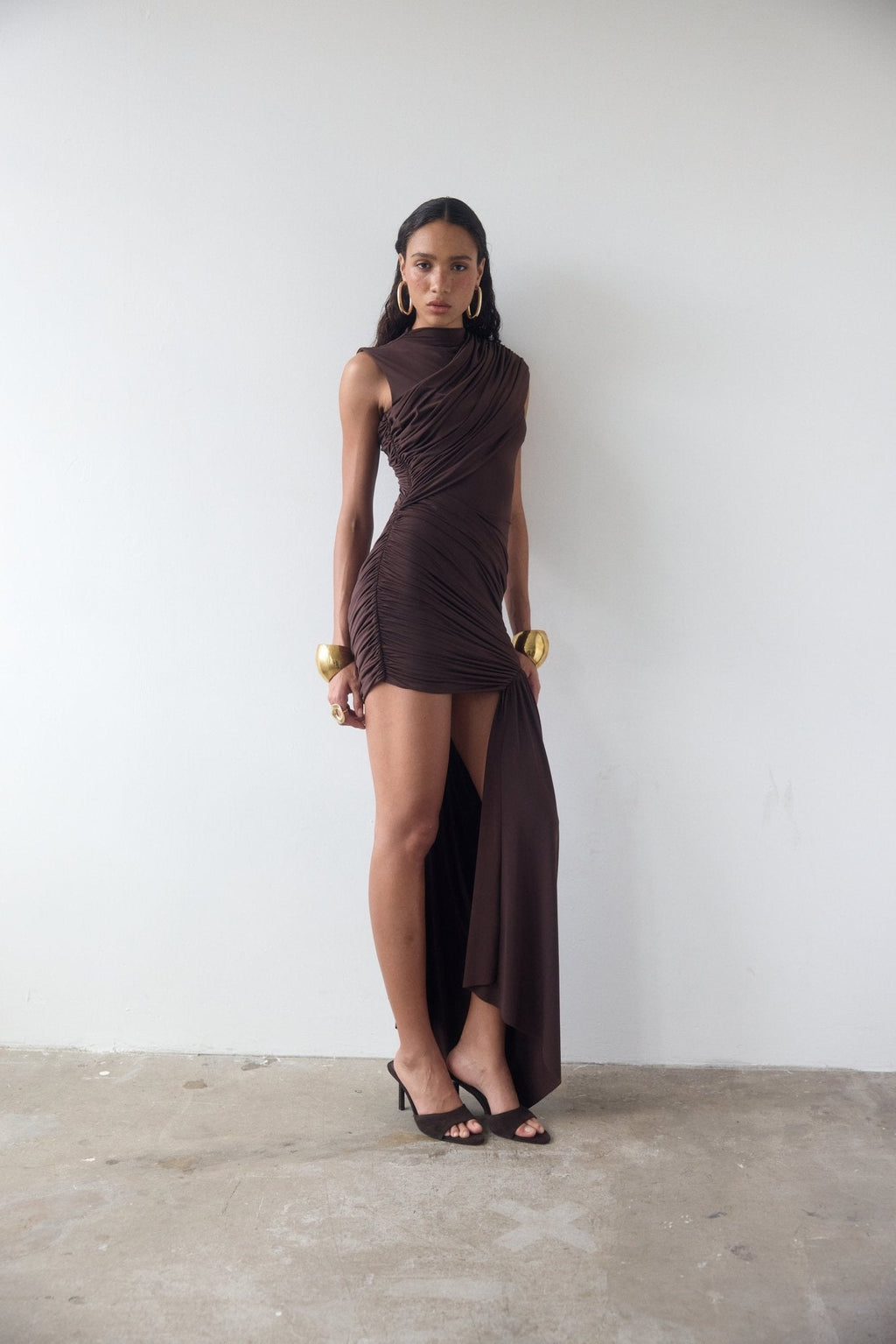 De La Vali Ravenna Mini Dress- Chocolate