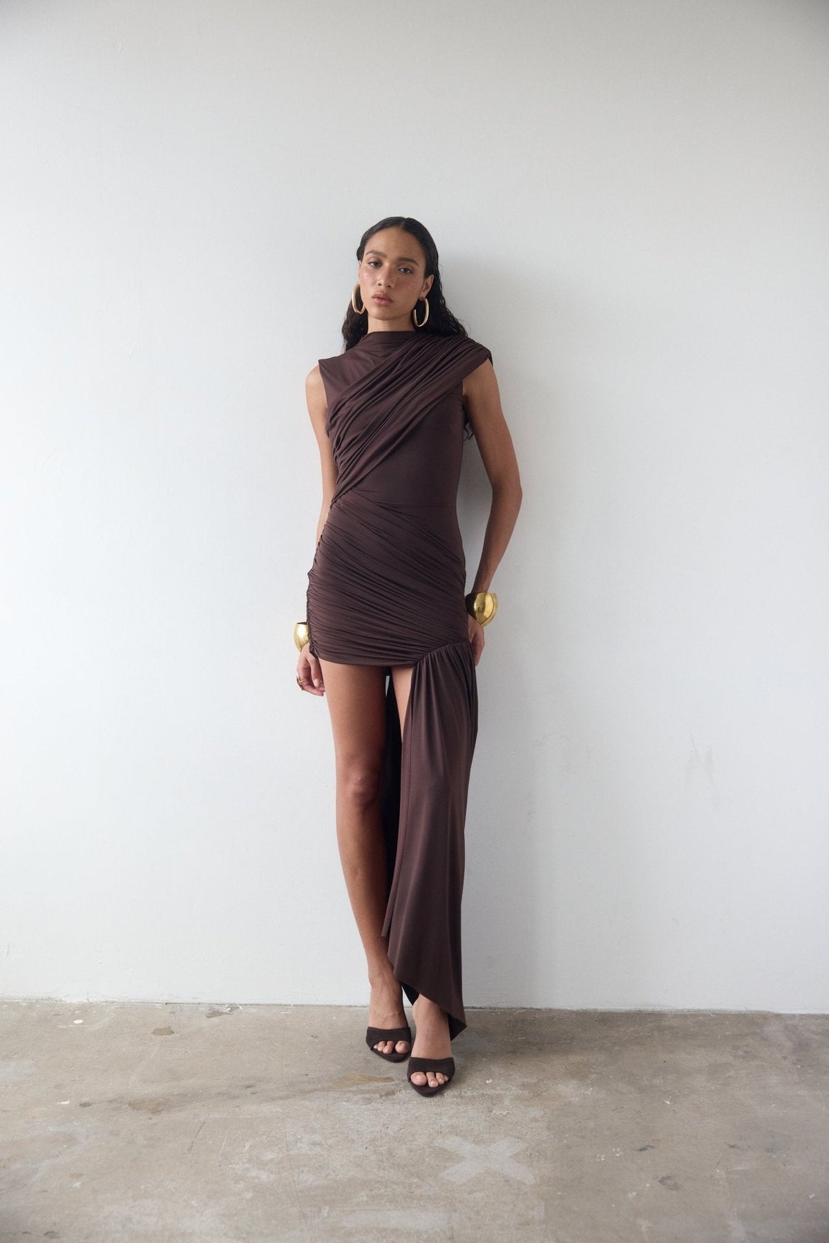 De La Vali Ravenna Mini Dress- Chocolate