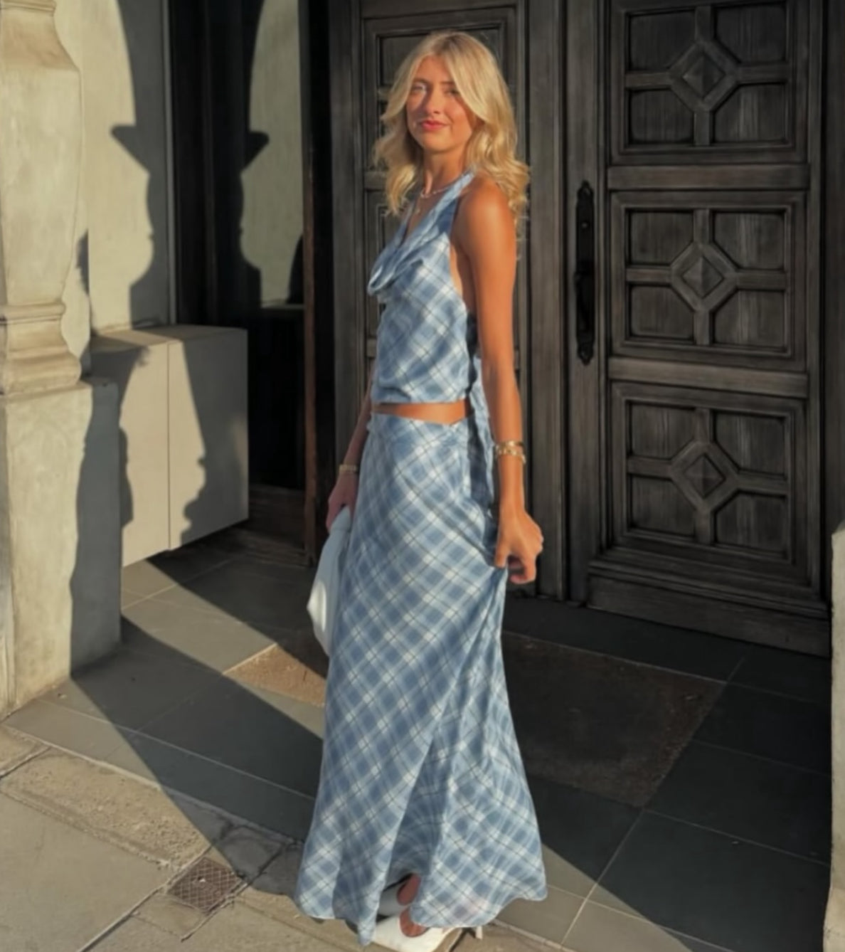 Desero Jacare Capri Set- Gingham Blue