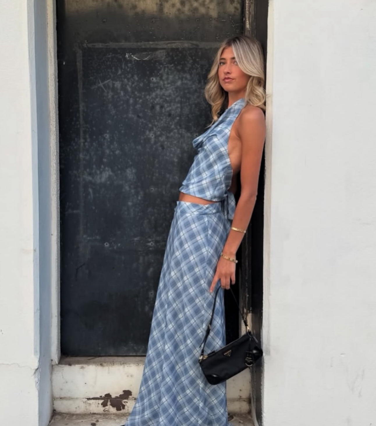 Desero Jacare Capri Set- Gingham Blue