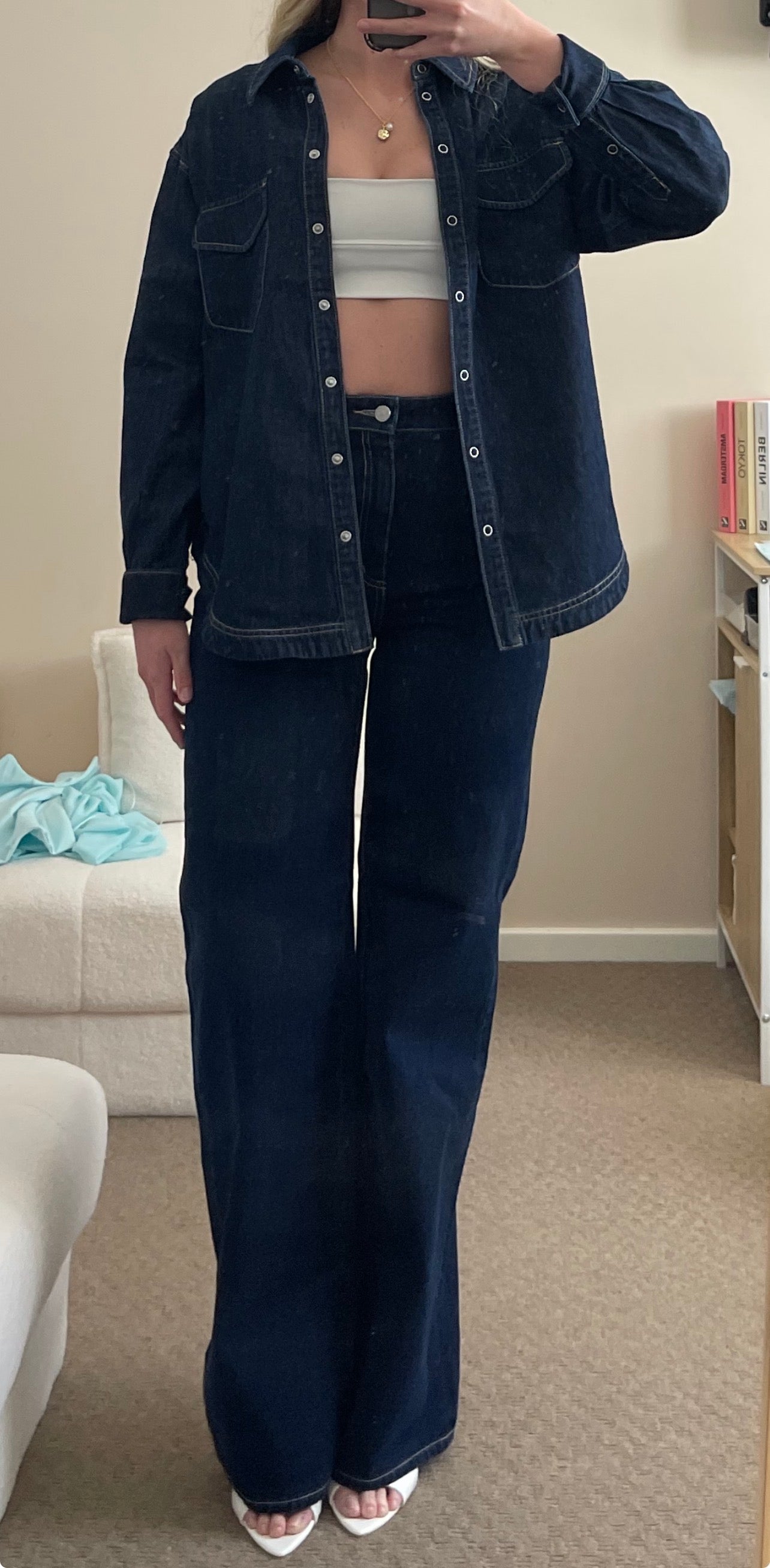 Kookai Davey Shirt & Kai High Rise Jeans- Denim